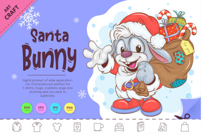 Christmas Santa Bunny. Clipart