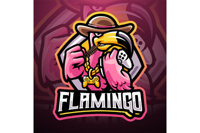 Flamingo games esport mascot logo design