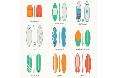 Surfing Boards Set