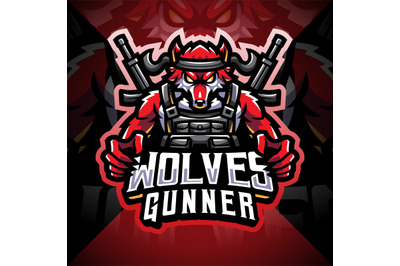 Wolves gunner esport mascot logo design