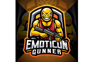 Emoticon gunner esport mascot logo design