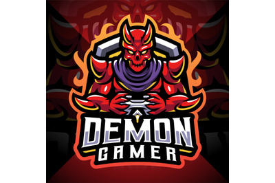 Demon gamer esport mascot logo design