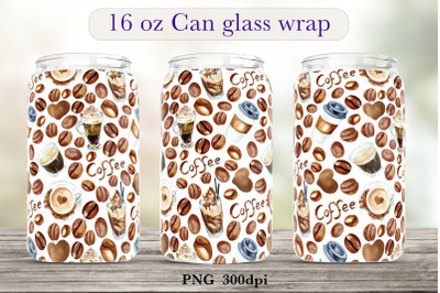 Coffee glass can wrap design Libbey glass can sublimation