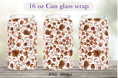 Coffee glass can wrap design Libbey glass can sublimation