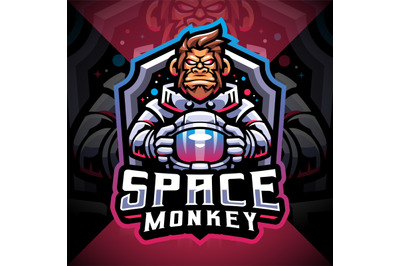 Space monkey esport mascot logo design