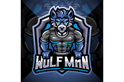 Wolf man esport mascot logo design