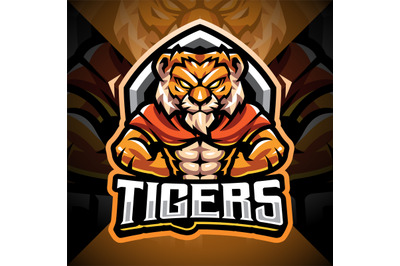 Tiger man esport mascot logo design