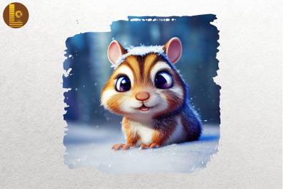 Cute Winter Chipmunk