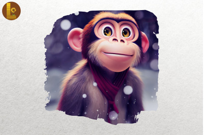 Cute Chibi Winter Monkey