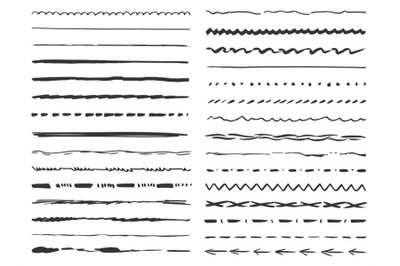 Isolated grunge sketch lines. Creativity line pencil or pen, ink brush