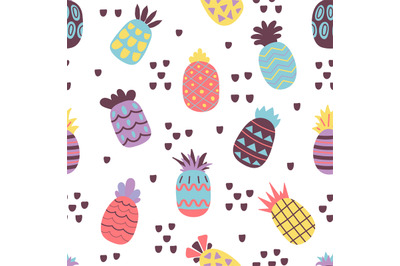Pineapple summer pattern. Colorful pineapples seamless texture. Fruit