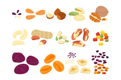 Dried fruits nuts and seed. Crunchy snack mix&2C; various natural food&2C; n