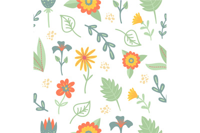 Aesthetic floral seamless pattern. Eclectic flowers decor, minimal cut