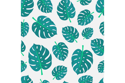 Monstera leaves seamless pattern. Natural tropical exotic leaf. Scandi