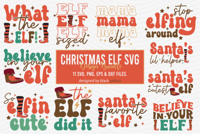 Retro Christmas Elf SVG Design Bundle