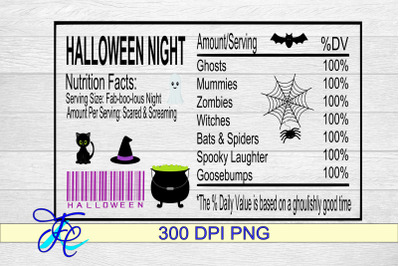 Halloween Night Nutrition Label