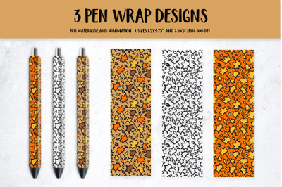 Fall Maple Leaves Leopard Pen Wrap Sublimation or Waterslide