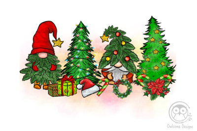 Gnomes Christmas Tree Sublimation Design
