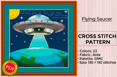 Flying Saucer Cross Stitch Pattern | Flying Disc | UFO