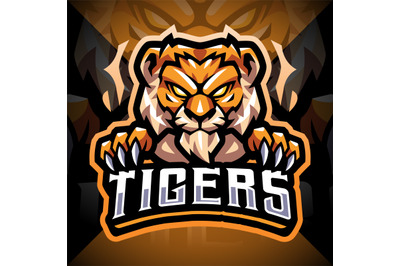 Tiger face esport mascot logo design