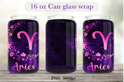 Zodiac sign glass can wrap Astrology sublimation png design