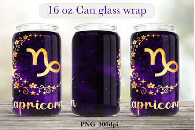 Zodiac sign glass can wrap Astrology sublimation png design