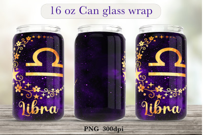 Zodiac sign glass can wrap Astrology sublimation png design