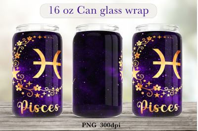 Zodiac sign glass can wrap Astrology sublimation png design