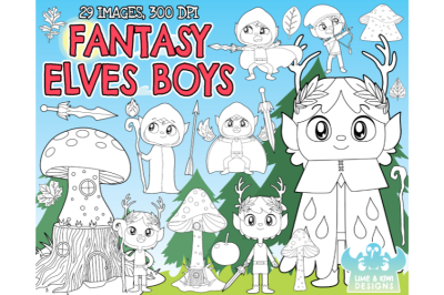 Fantasy Elves Boys Digital Stamps - Lime and Kiwi Designs