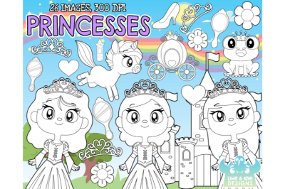 Princesses Digital Stamps - Lime and Kiwi Designs