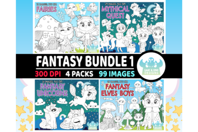Fantasy Digital Stamps Bundle 1 - Lime and Kiwi Designs