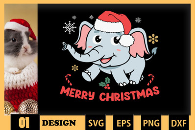 Elephant Cute Animal Christmas SVG