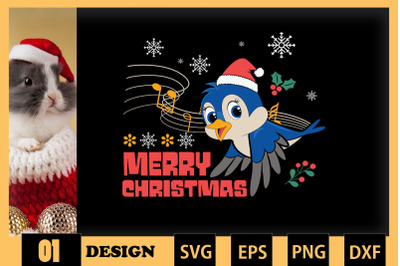 Cute Bird Music Christmas SVG