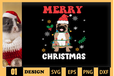 Merry Christmas Cute Pug SVG