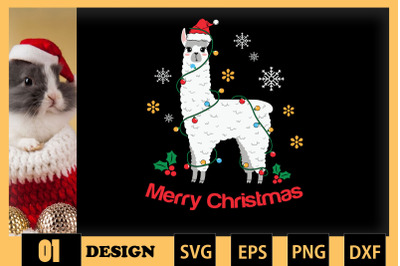 Cute Llama Christmas Lights SVG