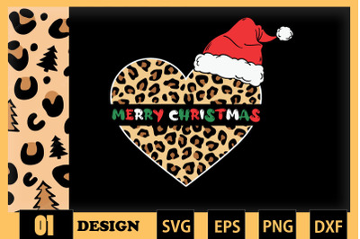 Merry Christmas Leopard Heart