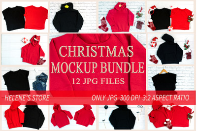 Christmas Mockup Bundle. T shirt hoodie mock ups