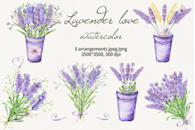 Watercolor Lavender Arrangement Clipart