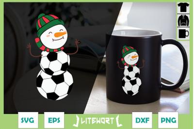 Soccer Christmas Snowman Cute