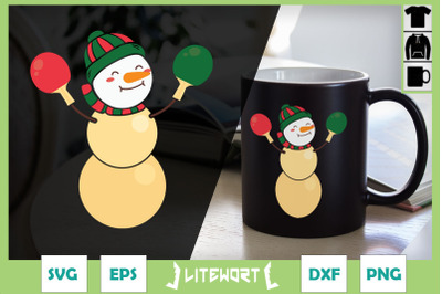 Table Tennis Christmas Snowman Cute