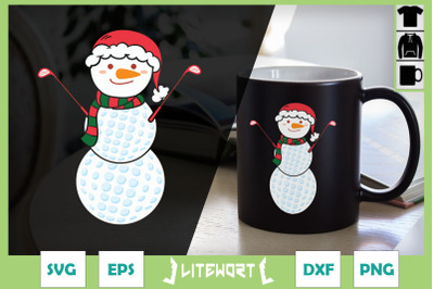 Golf Christmas Snowman Cute