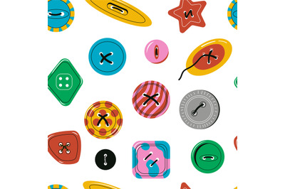 Clothing buttons pattern. Seamless print of colorful sewing decorated