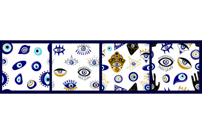 Evil eye pattern. Seamless print of Turkish Greek protection amulet ic