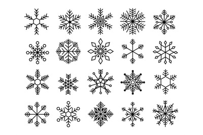 Snowflake collection. Abstract frozen ice frost icons Christmas New ye