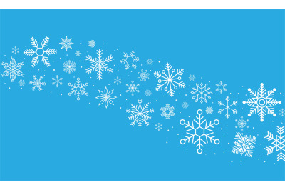 Decorative snowflake wave. Winter frozen snowy flakes snow stars borde