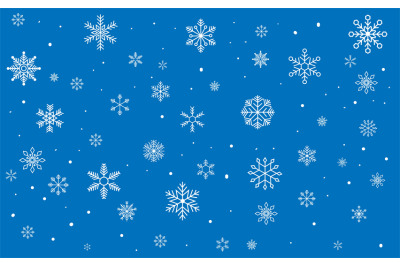 Falling snowflakes. Winter snow dust holiday decorative elements, seas