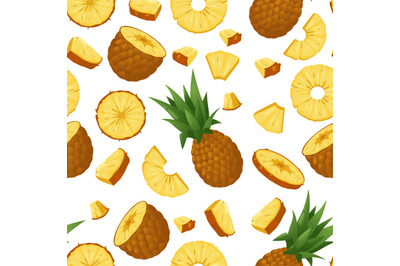 Exotic pineapple pattern. Seamless print of organic fruit, tropical bo