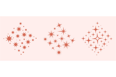 Sparkle elements abstract design. Stencil stars compositions&2C; decorati