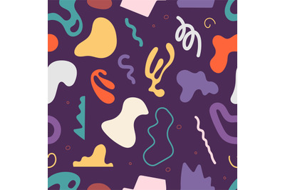 Trendy contemporary abstract shapes seamless pattern. Liquid forms, co