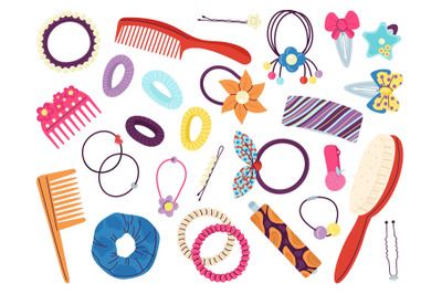 Cartoon hair clips. Stylist accessories, flat plastic hairdressing pin